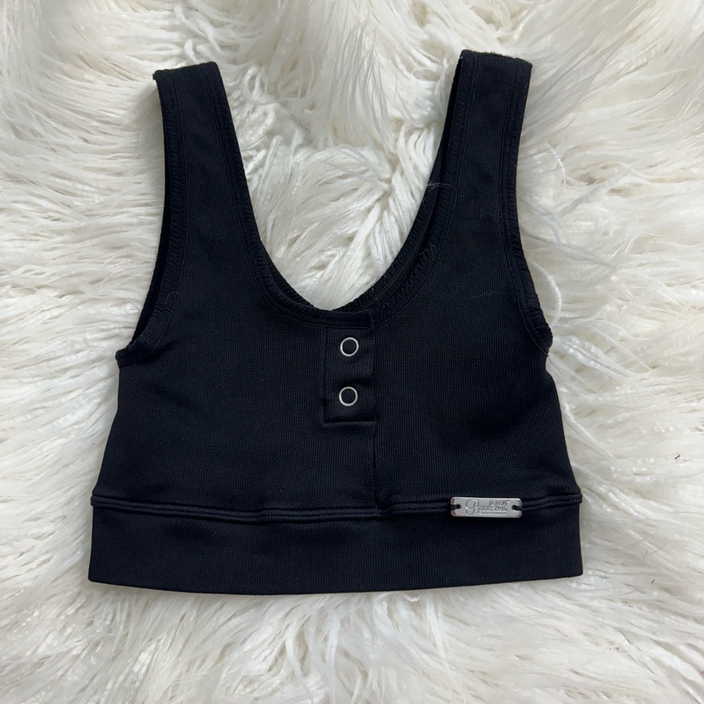 Bombshell Sportswear Black Snap Button Sports-bra & Shorts (SET)
